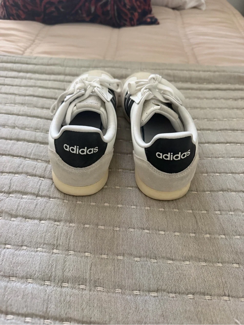 adidas White Sneakers with Black Stripes
